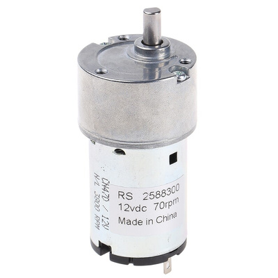 RS PRO Geared DC Geared Motor, 12 V dc, 20 Ncm, 70 rpm, 5mm Shaft Diameter