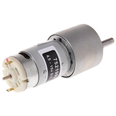 RS PRO Geared DC Motor, 7 W, 4.5 → 15 V dc, 114 gcm, 7300 rpm, 6mm Shaft Diameter