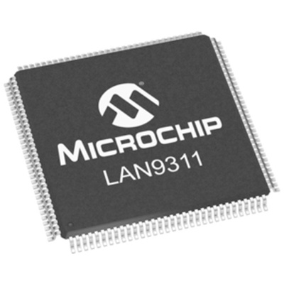 Microchip LAN9311I-NZW, Ethernet Switch IC, 10Mbps MII, 1.8 V, 3.3 V, 128-Pin XVTQFP