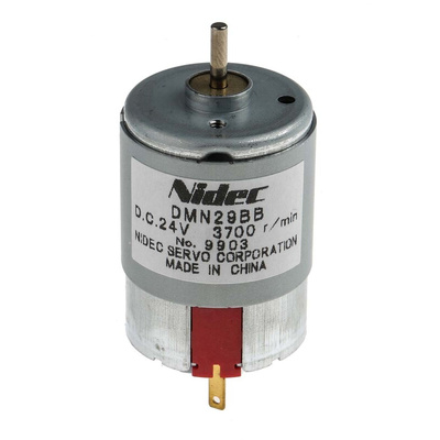 Nidec Brushed DC Motor, 3 W, 24 V dc, 7.8 mNm, 3700 rpm, 2.5mm Shaft Diameter