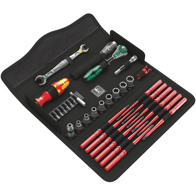 Wera 35 Piece Kraftform Kompakt W 1 Maintenance Tool Kit with Pouch, VDE Approved