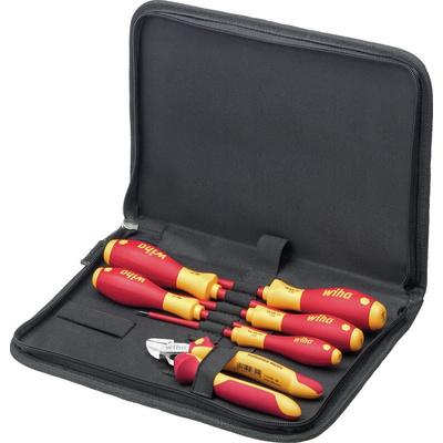 Wiha 7 Piece Electrician's Tool Kit Tool Kit with Pouch, VDE Approved