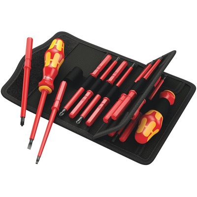 Wera 18 Piece Kraftform Kompakt VDE 18 Imperial 1 Tool Kit with Pouch, VDE Approved