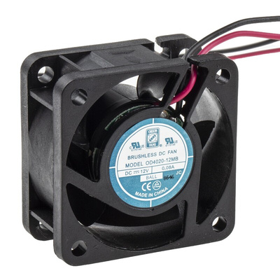 RS PRO Axial Fan, 12 V dc, DC Operation, 13.6m³/h, 1W, 80mA Max, 40 x 40 x 20mm