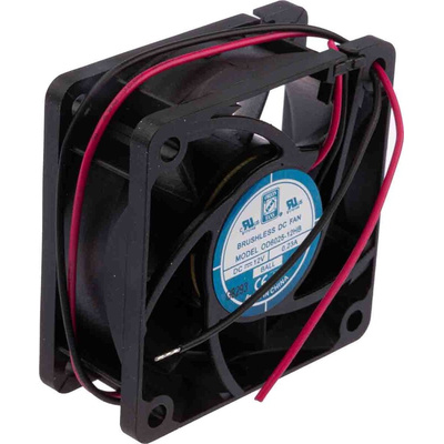 RS PRO Axial Fan, 12 V dc, DC Operation, 40.8m³/h, 2.8W, 230mA Max, 60 x 60 x 25mm