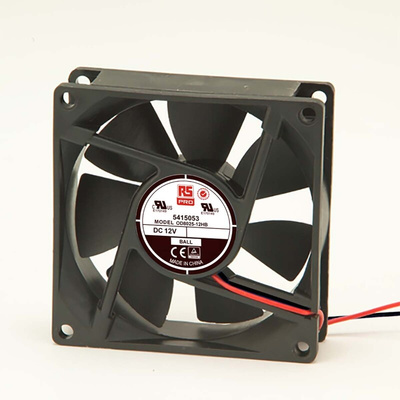 RS PRO Axial Fan, 12 V dc, DC Operation, 68m³/h, 1.8W, 180mA Max, 80 x 80 x 25mm