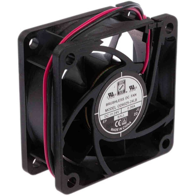 RS PRO Axial Fan, 24 V dc, DC Operation, 22.1m³/h, 1W, 60mA Max, 60 x 60 x 25mm