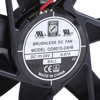 RS PRO Axial Fan, 24 V dc, DC Operation, 51m³/h, 4.6W, 100mA Max, 80 x 80 x 15mm