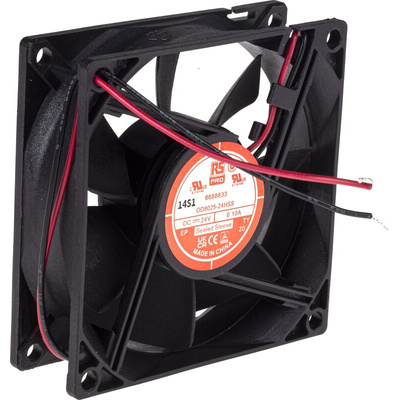 RS PRO Axial Fan, 24 V dc, DC Operation, 68m³/h, 2.4W, 160mA Max, 80 x 80 x 25mm