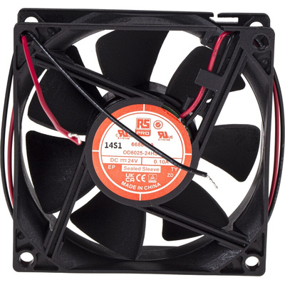 RS PRO Axial Fan, 24 V dc, DC Operation, 68m³/h, 2.4W, 160mA Max, 80 x 80 x 25mm