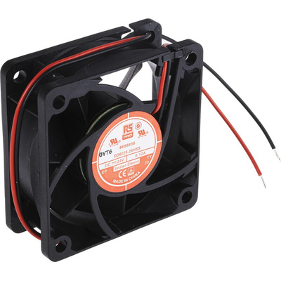 RS PRO Axial Fan, 24 V dc, DC Operation, 39.1m³/h, 3.6W, 120mA Max, 60 x 60 x 25mm
