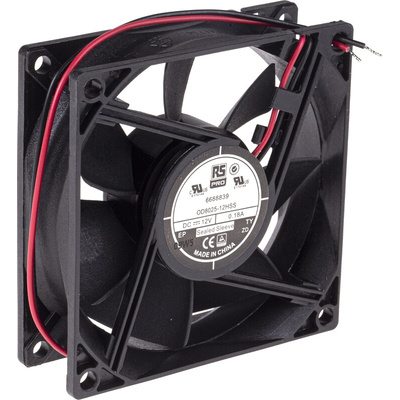 RS PRO Axial Fan, 12 V dc, DC Operation, 68m³/h, 2.9W, 250mA Max, 80 x 80 x 25mm