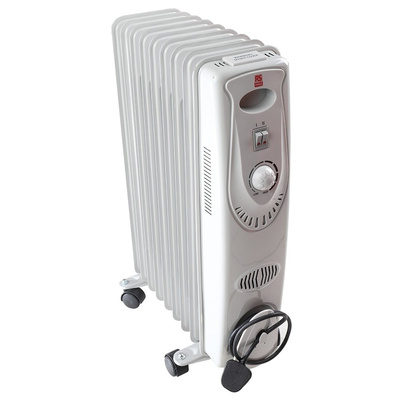 RS PRO 2kW Convection Oil Filled Radiator, Floor Mounted, Type G - British 3-pin