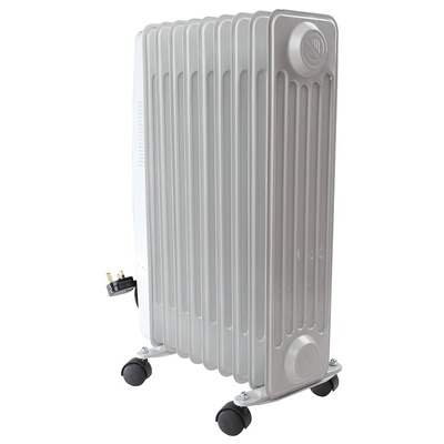 RS PRO 2kW Convection Oil Filled Radiator, Floor Mounted, Type G - British 3-pin