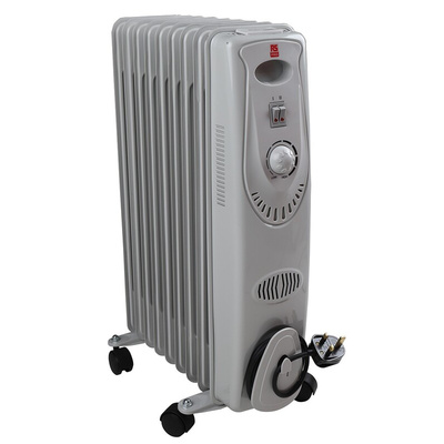 RS PRO 2kW Convection Oil Filled Radiator, Floor Mounted, Type G - British 3-pin