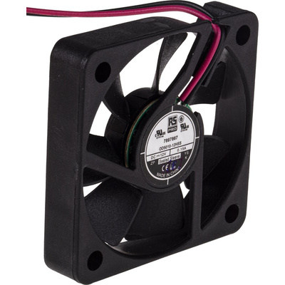RS PRO Axial Fan, 12 V dc, DC Operation, 18.7m³/h, 1.44W, 12mA Max, 50 x 50 x 10mm