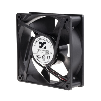 ARX CeraDyna Series Axial Fan, 24 V dc, DC Operation, 333m³/h, 20.4W, 1.7A Max, 127 x 127 x 38mm