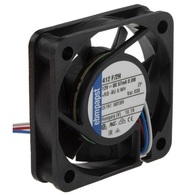 ebm-papst 400 F Series Axial Fan, 12 V dc, DC Operation, 9m³/h, 800mW, 40 x 40 x 10mm