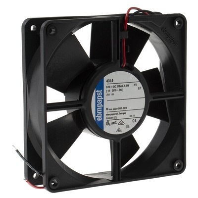 ebm-papst 4300 Series Axial Fan, 24 V dc, DC Operation, 170m³/h, 5W, 210mA Max, IP20, 119 x 119 x 32mm