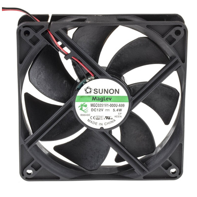 Sunon ME Series Axial Fan, 12 V dc, DC Operation, 183.8m³/h, 5.5W, 451mA Max, 120 x 120 x 25mm