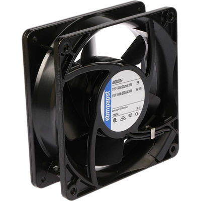 ebm-papst 4000 N Series Axial Fan, 115 V ac, AC Operation, 180m³/h, 18W, 157mA Max, 119 x 119 x 38mm