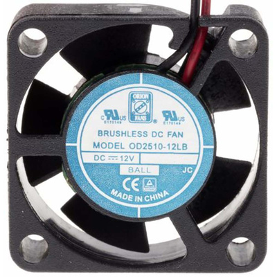 RS PRO Axial Fan, 12 V dc, DC Operation, 3.1m³/h, 480mW, 40mA Max, 25 x 25 x 10mm