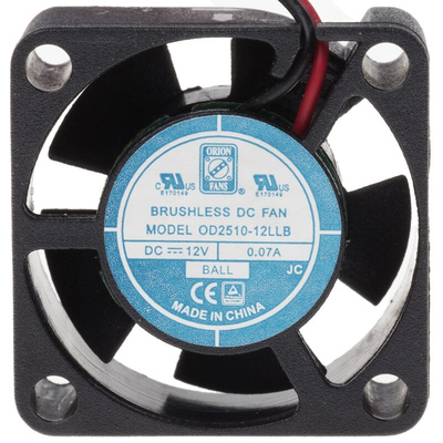 RS PRO Axial Fan, 12 V dc, DC Operation, 2.5m³/h, 840mW, 70mA Max, 25 x 25 x 10mm