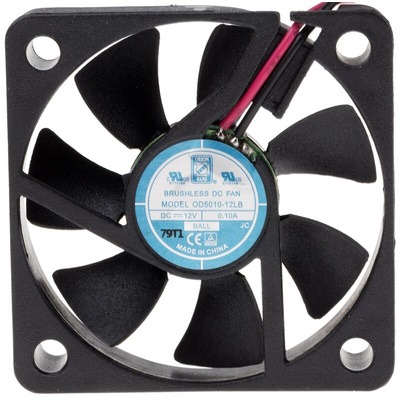 RS PRO Axial Fan, 12 V dc, DC Operation, 15.3m³/h, 960mW, 80mA Max, 50 x 50 x 10mm