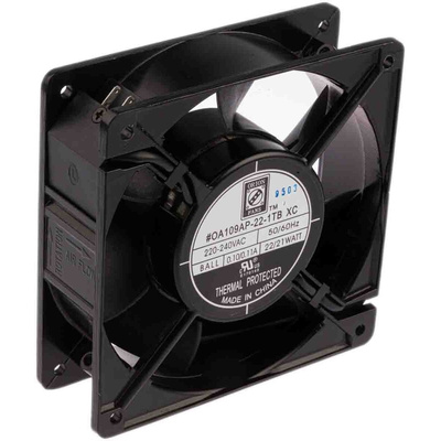 RS PRO Axial Fan, 230 V ac, AC Operation, 222.6m³/h, 22W, 100mA Max, 120 x 120 x 38mm