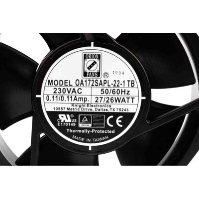 RS PRO Axial Fan, 230 V ac, AC Operation, 387.4m³/h, 28W, 172 x 150 x 38mm