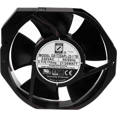 RS PRO Axial Fan, 230 V ac, AC Operation, 387.4m³/h, 28W, 172 x 150 x 38mm