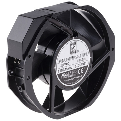 RS PRO Axial Fan, 230 V ac, AC Operation, 387.4m³/h, 28W, IP55, 172 x 150 x 38mm