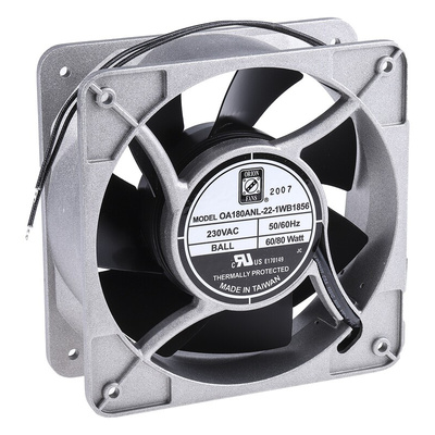 RS PRO Axial Fan, 230 V ac, AC Operation, 679.6m³/h, 80W, IP56, 180 x 180 x 65mm