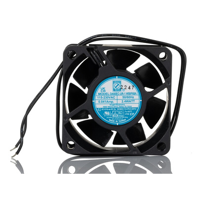 RS PRO Axial Fan, 90 → 265 V ac, AC Operation, 19.1 ± 10%cfm, 2.2 ± 30%W, 0.33 ± 0.08A Max, 60 x 60 x 25mm