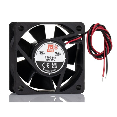 RS PRO Axial Fan, 12 V dc, DC Operation, 35.8cfm, 5.76W, 400mA Max, 60 x 60 x 25mm