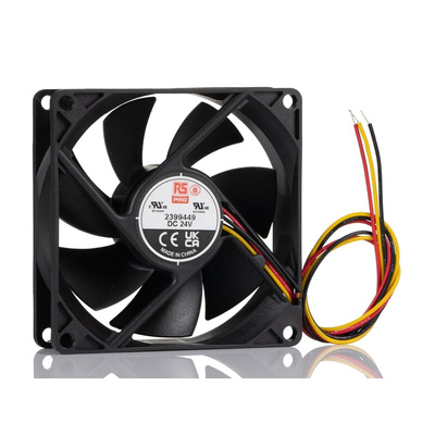 RS PRO Axial Fan, 24 V dc, DC Operation, 21.7cfm, 4.608W, 200mA Max, 80 x 80 x 25mm