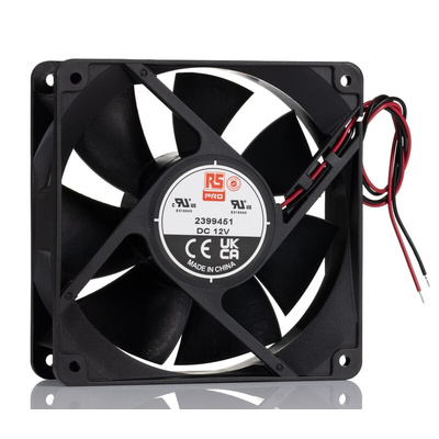 RS PRO Axial Fan, 12 V dc, DC Operation, 135.9cfm, 11.52W, 800mA Max, 119 x 119 x 38mm
