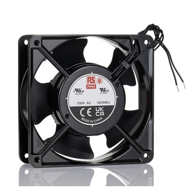 RS PRO Axial Fan, 230 V ac, AC Operation, 185.9cfm, 18W, 65mA Max, 120 x 120 x 38mm