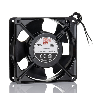 RS PRO Axial Fan, 230 V ac, AC Operation, 185.9cfm, 18W, 65mA Max, 120 x 120 x 38mm