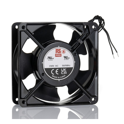 RS PRO Axial Fan, 230 V ac, AC Operation, 185.9cfm, 18W, 65mA Max, 120 x 120 x 38mm
