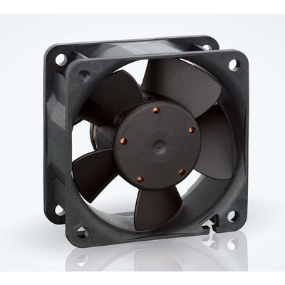 ebm-papst 600 N Series Axial Fan, 24 V dc, DC Operation, 40m³/h, 2.1W, 88mA Max, IP20, 60 x 60 x 25mm