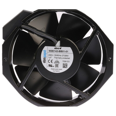 ebm-papst W2E142 Series Axial Fan, 230 V ac, AC Operation, 330m³/h, 25W, 120mA Max, 172 x 150 x 38mm