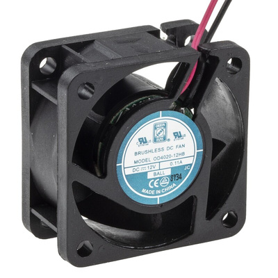 RS PRO Axial Fan, 12 V dc, DC Operation, 15.3m³/h, 1.2W, 100mA Max, 40 x 40 x 20mm