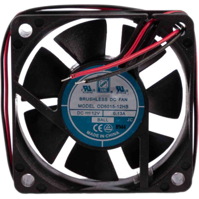 RS PRO Axial Fan, 12 V dc, DC Operation, 27.2m³/h, 1.6W, 90mA Max, 60 x 60 x 15mm