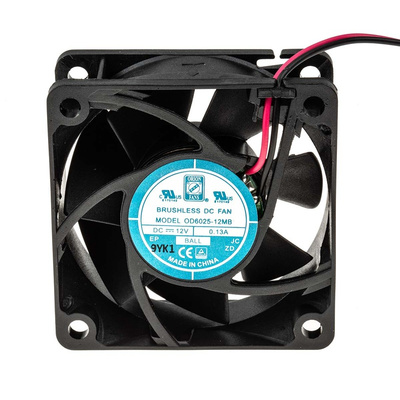 RS PRO Axial Fan, 12 V dc, DC Operation, 30.63m³/h, 1.7W, 130mA Max, 60 x 60 x 25mm