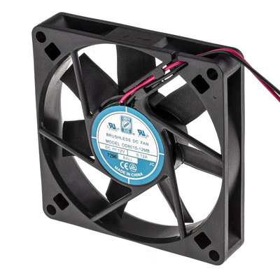 RS PRO Axial Fan, 12 V dc, DC Operation, 39.1m³/h, 1.8W, 120mA Max, 80 x 80 x 15mm