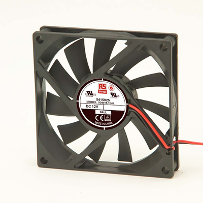 RS PRO Axial Fan, 12 V dc, DC Operation, 51m³/h, 2.3W, 180mA Max, 80 x 80 x 15mm