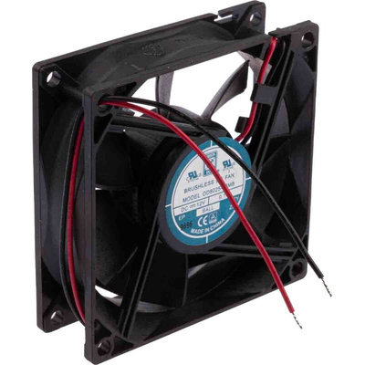 RS PRO Axial Fan, 12 V dc, DC Operation, 52.7m³/h, 1.45W, 130mA Max, 80 x 80 x 25mm