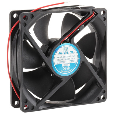 RS PRO Axial Fan, 12 V dc, DC Operation, 49.3m³/h, 1.6W, 100mA Max, 92.5 x 92.5 x 25mm