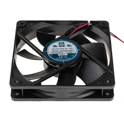 RS PRO Axial Fan, 12 V dc, DC Operation, 122.3m³/h, 3W, 240mA Max, 120 x 120 x 25mm